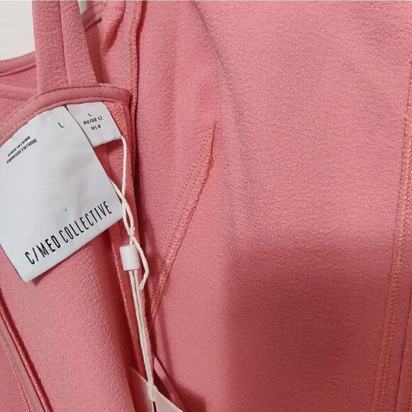 New C/MEO Consumed Split-Front Pink Midi Dress L 8 - Picture 15 of 15